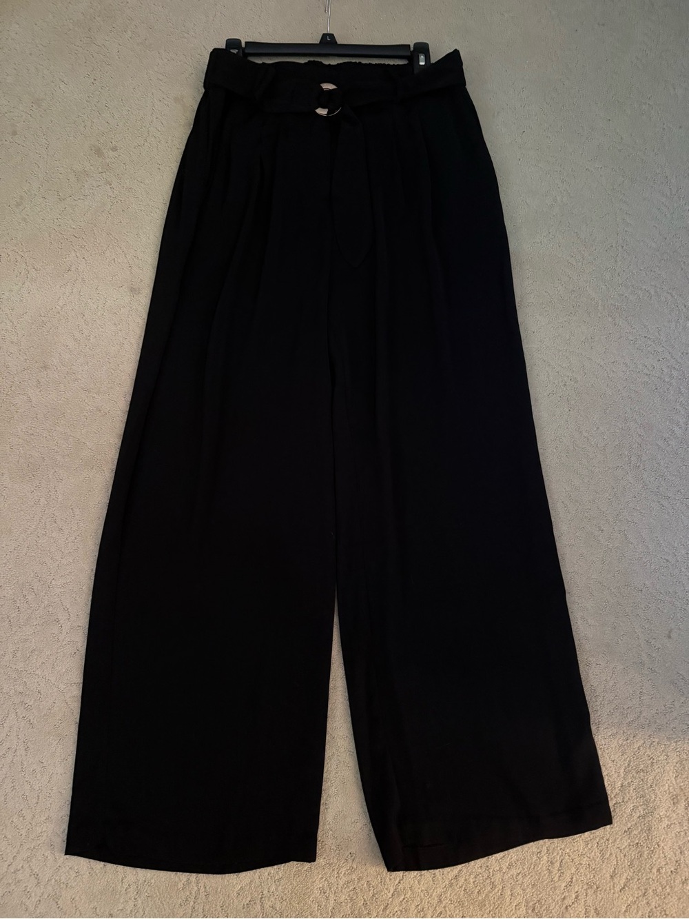 Michael Kors Black Wide-Leg Paperbag Waist Pants with Tie
